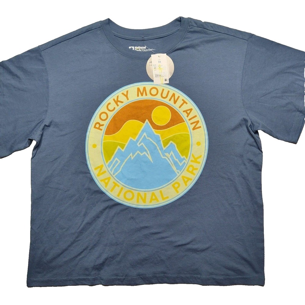 Rocky Mountain National Park Womens Plus 1X Blue‎ Short Sleeve T-Shirt NEW